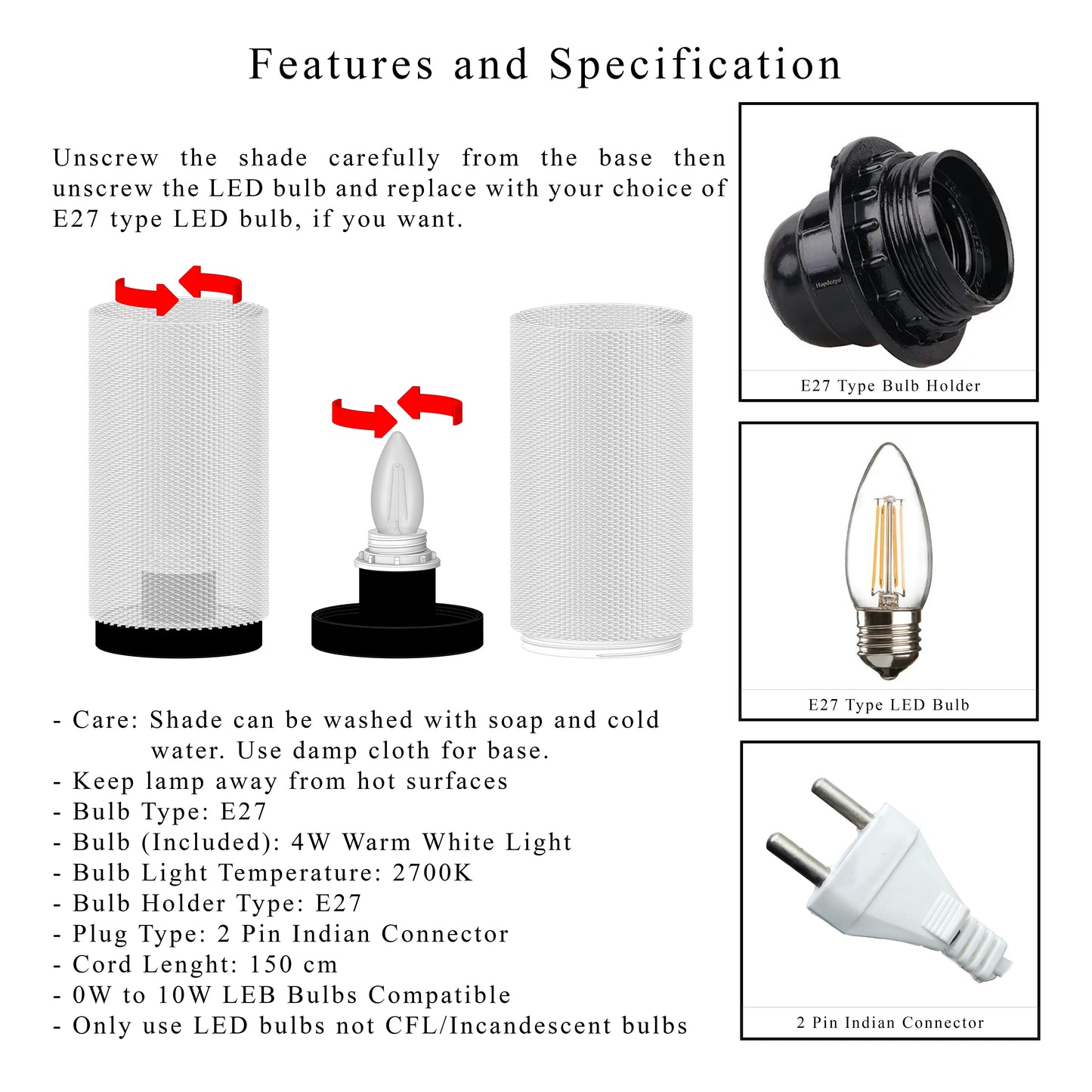 Cylindrical Mesh Table Lamp
