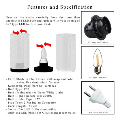 Cylindrical Mesh Table Lamp